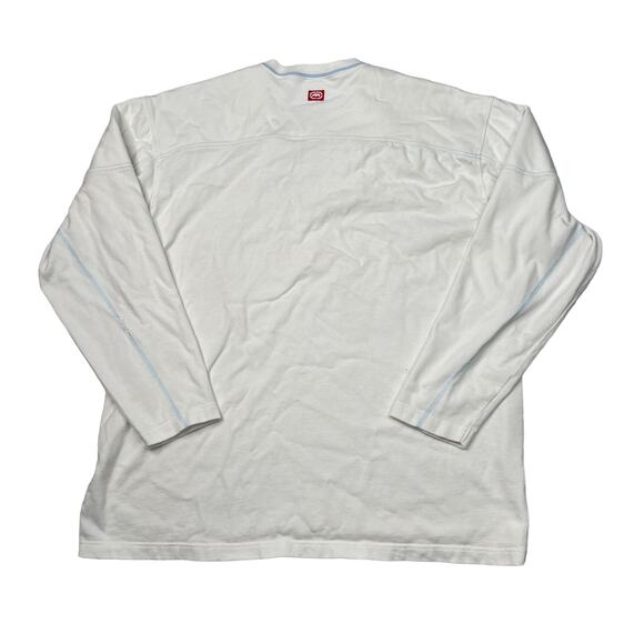 Ecko VTG Y2K Holographic V-Neck Heavyweight Long Sleeve T-Shirt White Medium - Picture 2 of 6